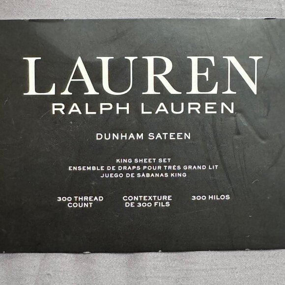 Ralph Lauren Charcoal Gray King Dunham Sateen Sheet Set Fitted Flat Pillowcases - Picture 2 of 7